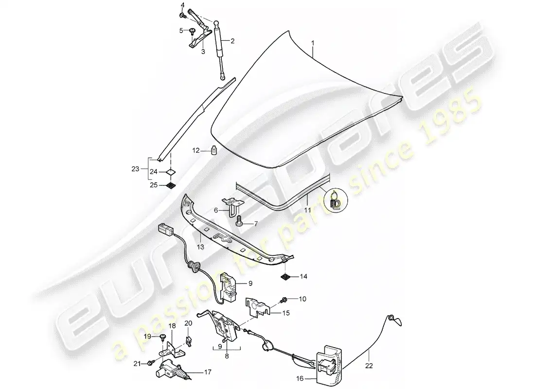 porsche 2008 (987 boxster) cover parts diagram