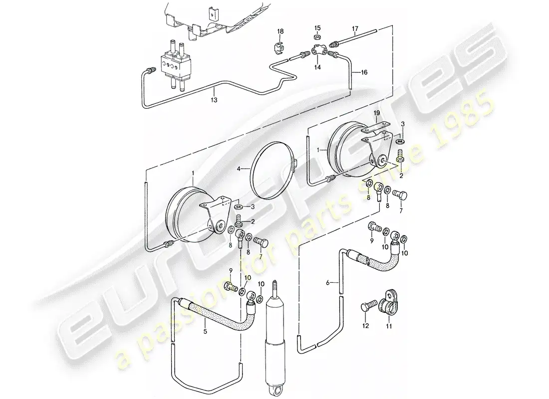 porsche 1987 (959) self levelling system - lines parts diagram
