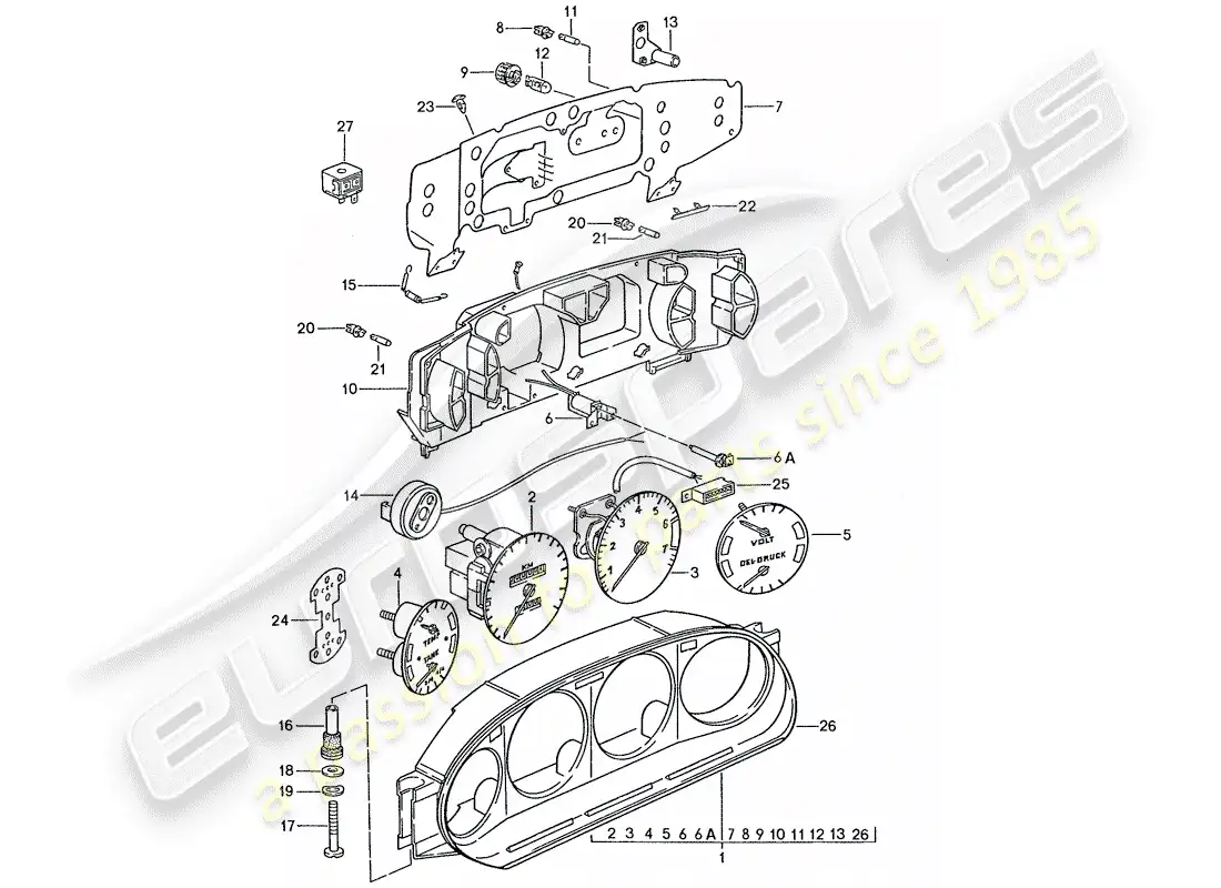 porsche 1991 (928) instrument cluster - d >> - mj 1988 parts diagram