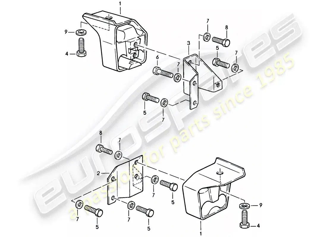 porsche 1983 (944) transmission suspension - for - manual gearbox parts diagram
