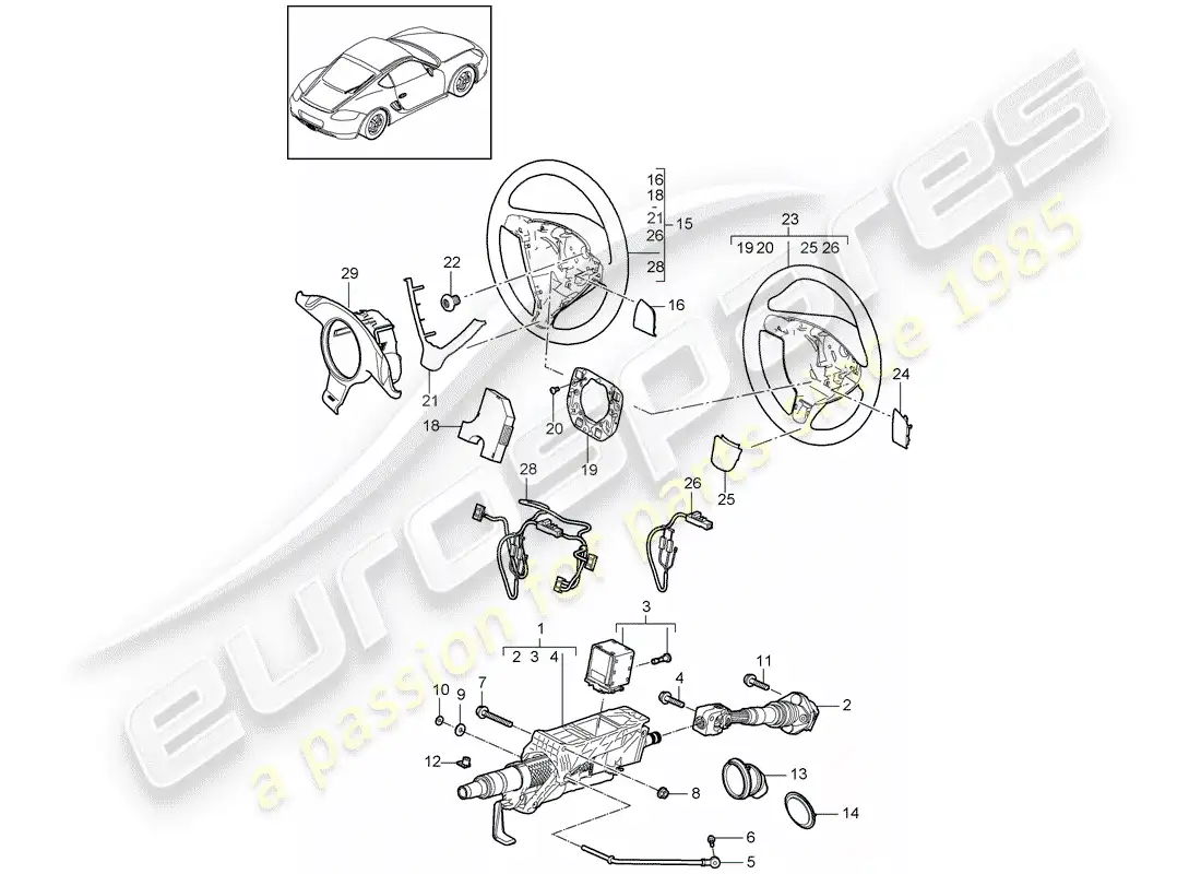porsche 2012 (987 cayman) steering protective pipe parts diagram