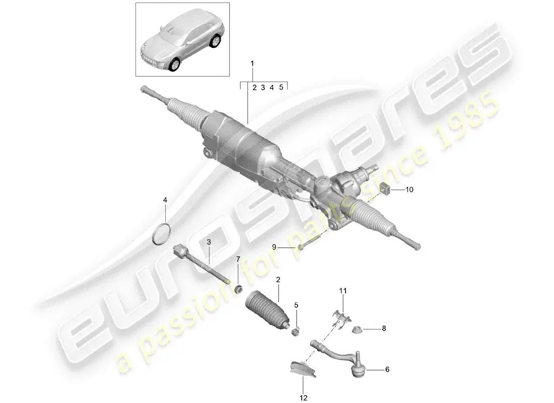 porsche 2017 (macan) steering gear parts diagram