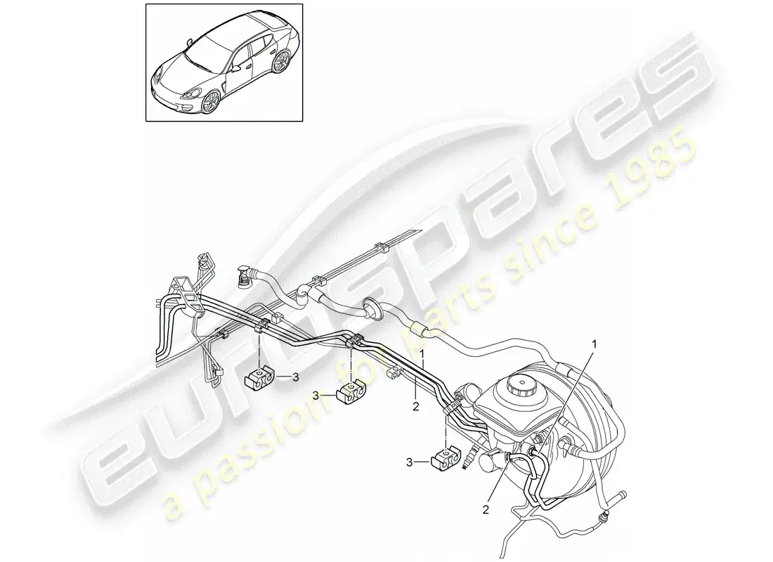 porsche 2014 (panamera 970) brake lines parts diagram
