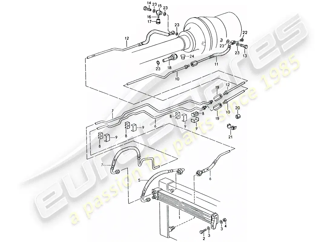 porsche 1995 (928) automatic transmission - atf cooler - atf lines parts diagram