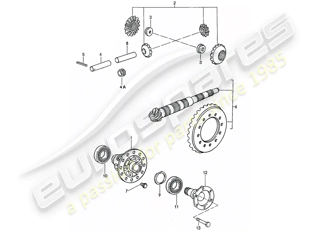 porsche 1992 (968) manual gearbox - differential parts diagram