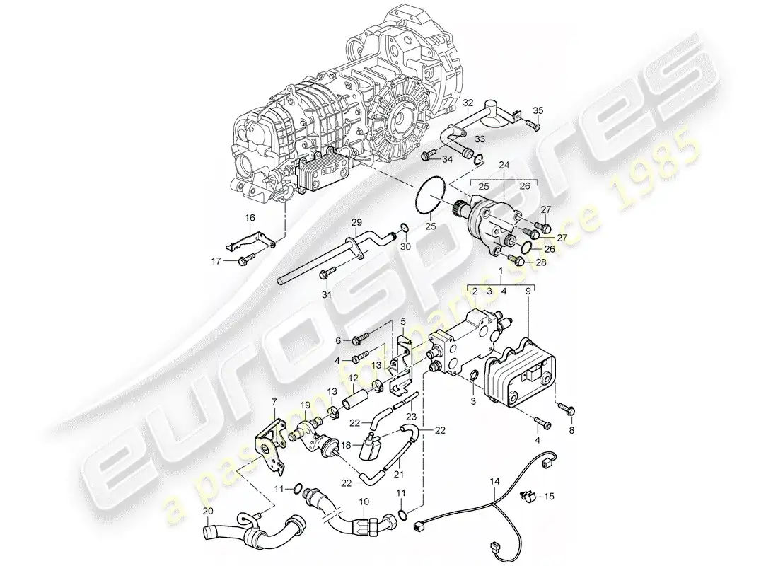 porsche 2009 997-2 turbo / gt2 gear oil cooler parts diagram