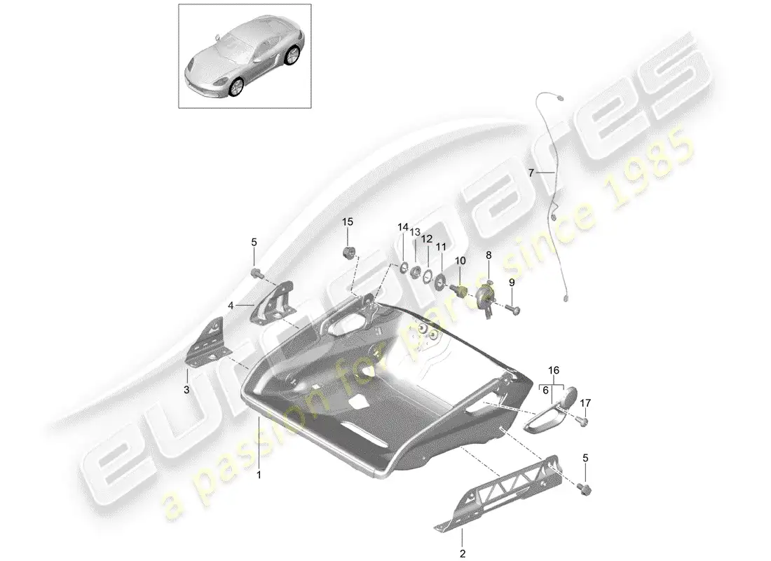 porsche 2019 (718 cayman) seat parts diagram