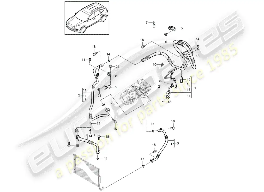 porsche 2014 (cayenne e2 92a) refrigerant circuit part diagram
