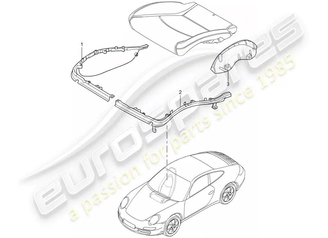 porsche 2008 (997-1 gt3) cushion carrier parts diagram