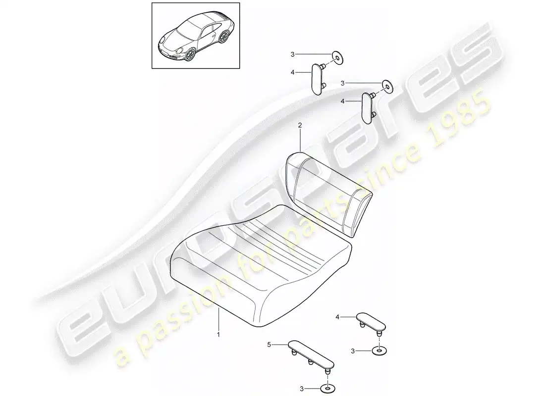 porsche 2012 (997-2) back seat cushion parts diagram
