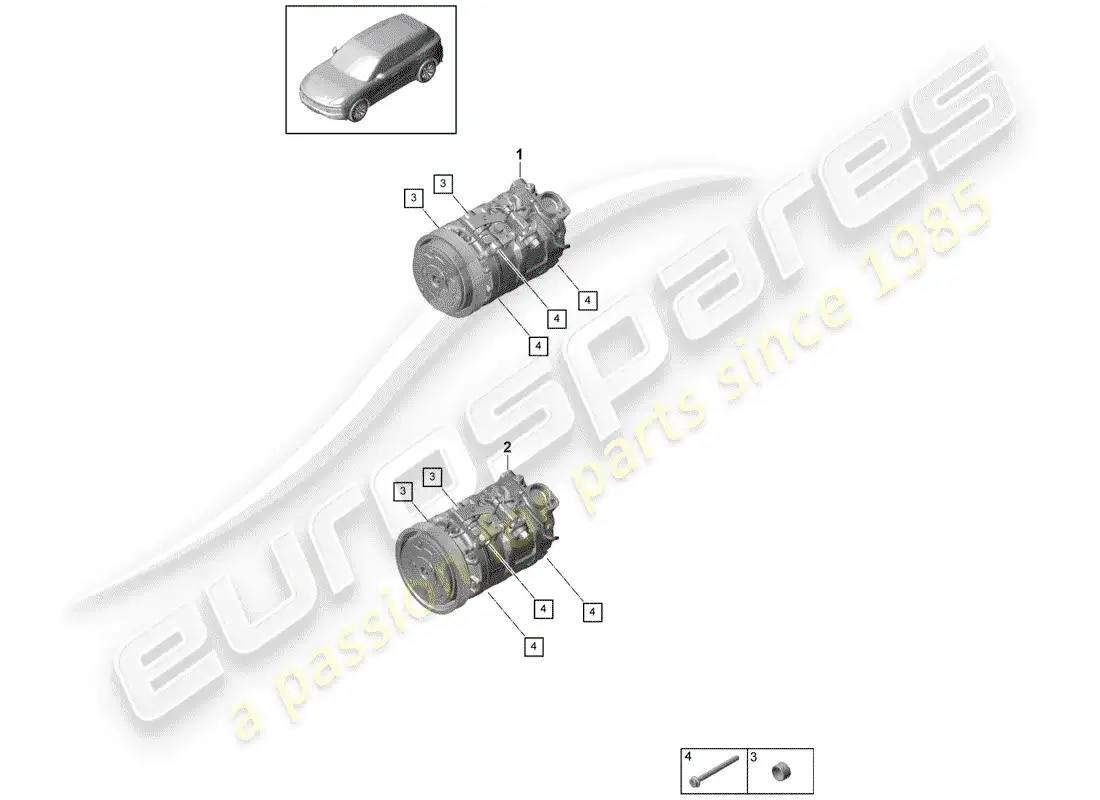 porsche 2018 (cayenne e3 9ya/9yb) compressor parts diagram