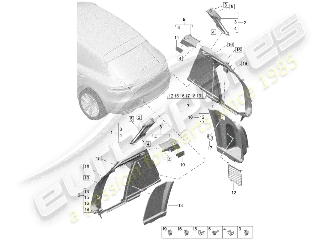 porsche 2020 (macan) lining parts diagram