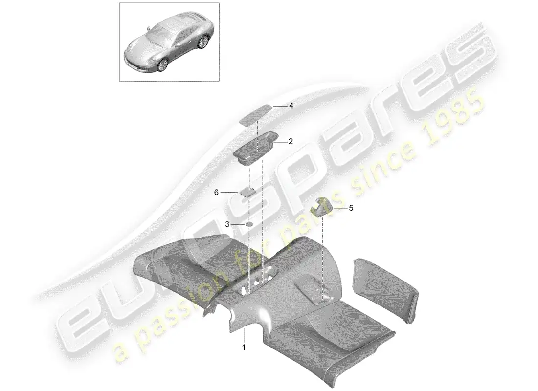 porsche 2019 (991-2) back seat cushion parts diagram