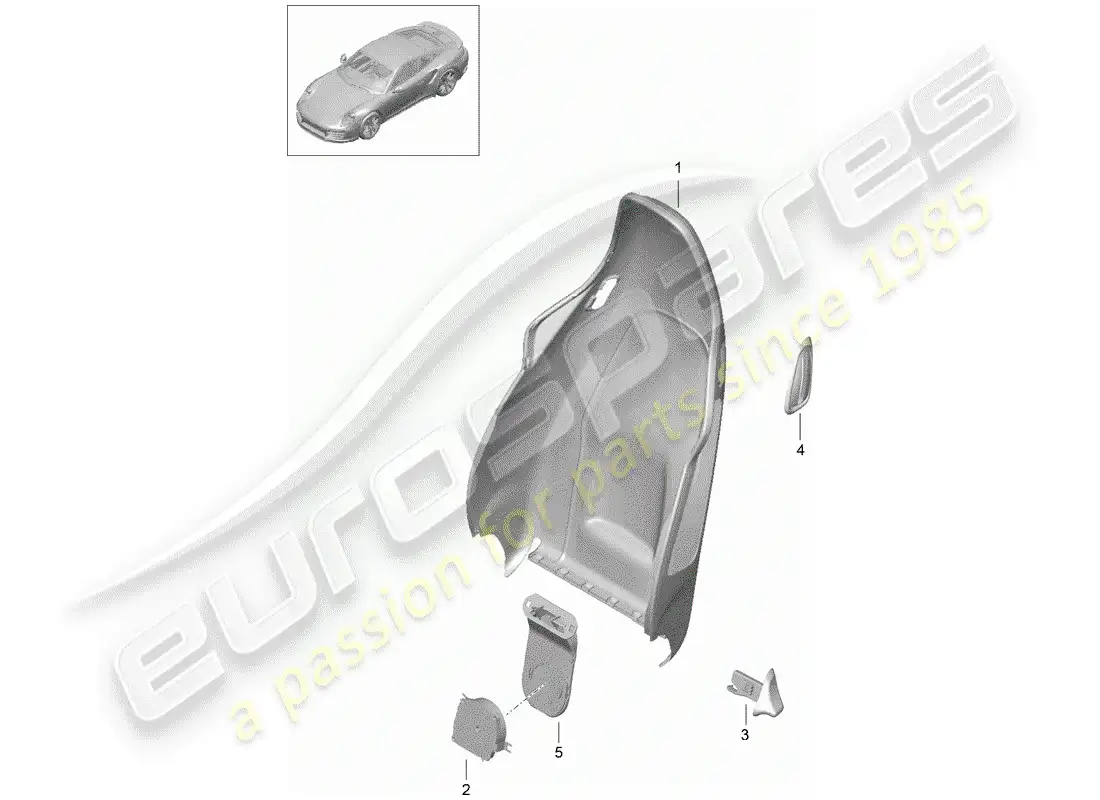 porsche 2015 (991-1 turbo) backrest shell parts diagram
