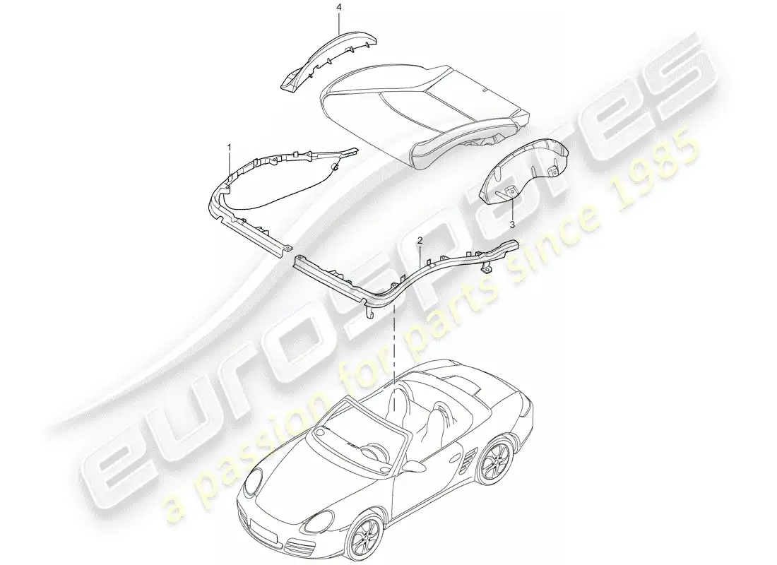 porsche 2005 (987 boxster) cushion carrier parts diagram
