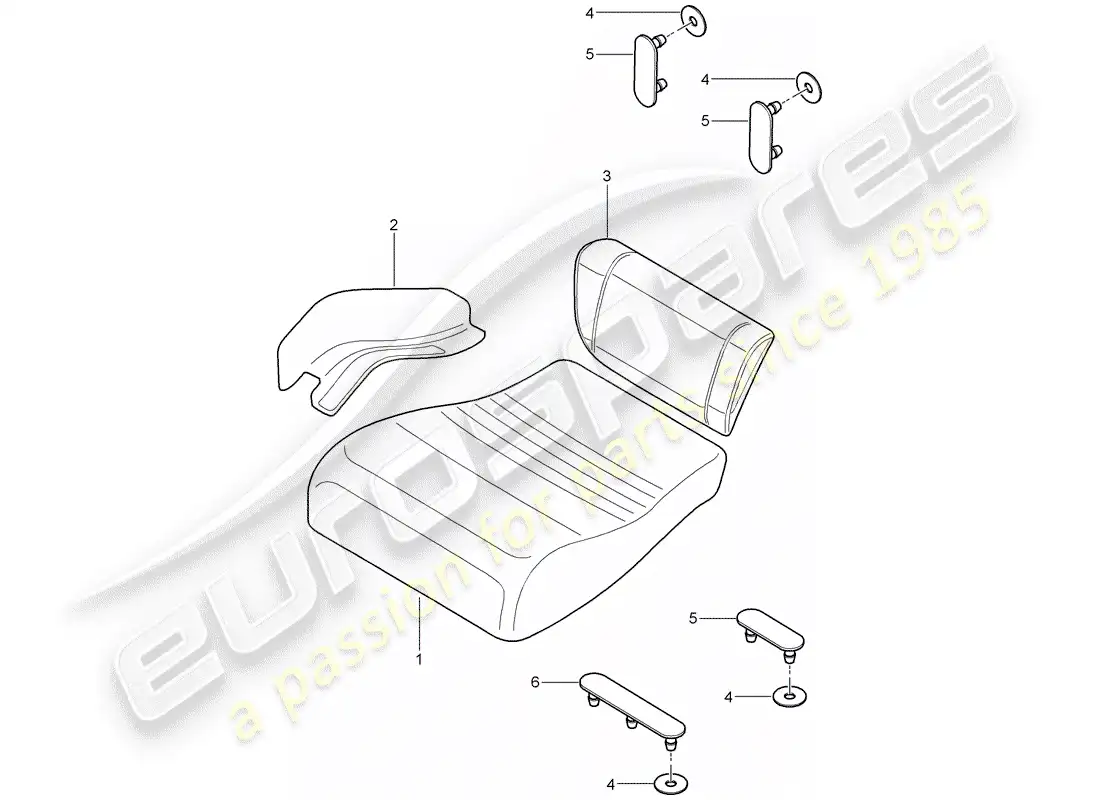 porsche 2006 (997-1) back seat cushion parts diagram