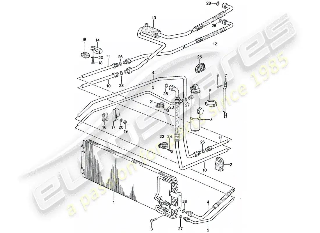 porsche 1987 (959) air conditioner 2 parts diagram