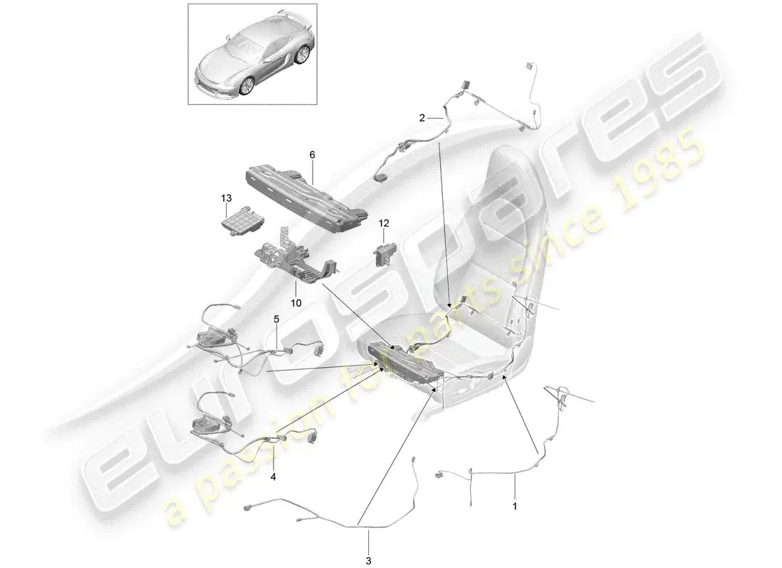 porsche 2016 (981 cayman gt4) wiring harnesses parts diagram