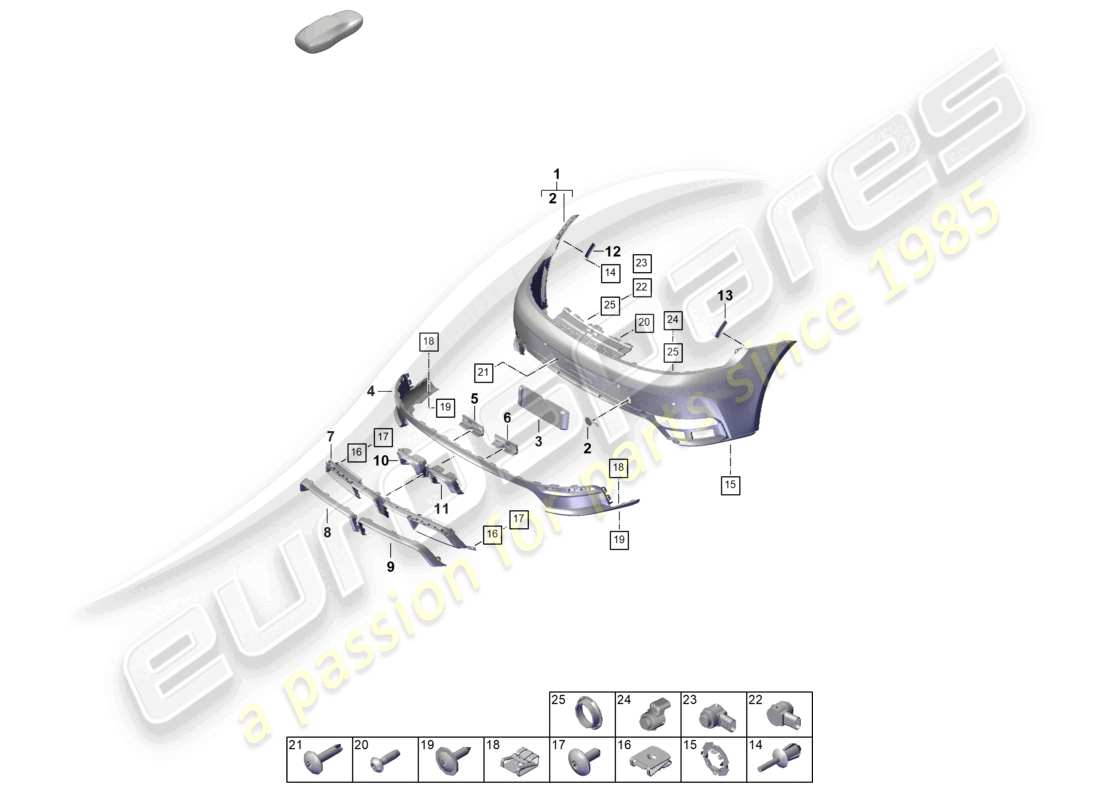 porsche 2024 (992-2) bumper rear part diagram