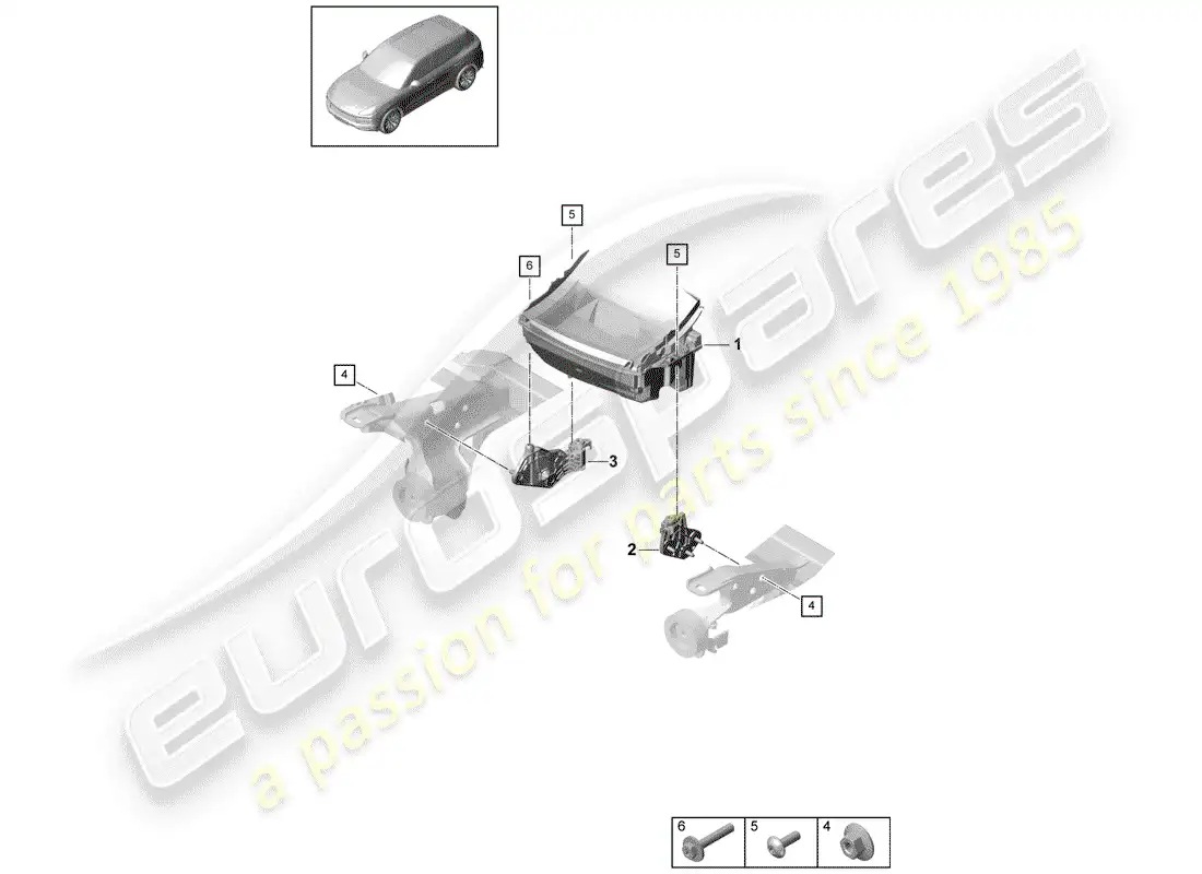 porsche 2019 (cayenne e3 9ya/9yb) head-up display parts diagram