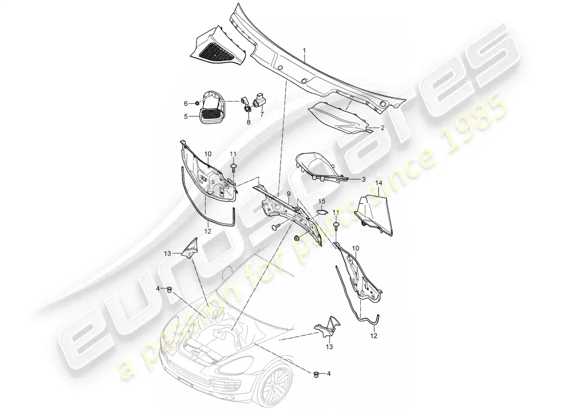 porsche 2014 (cayenne e2 92a) cover parts diagram