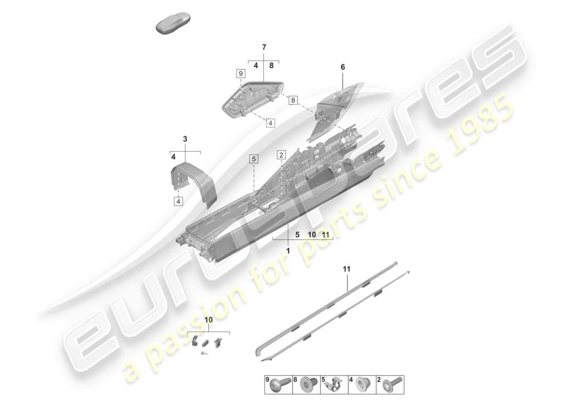 porsche 2024 (992-2 gt3/rs/st) centre console part diagram