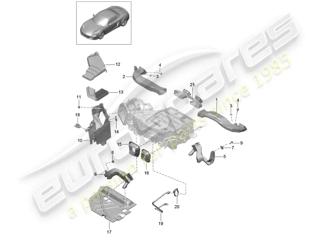 porsche 2014 (981 boxster) air duct parts diagram