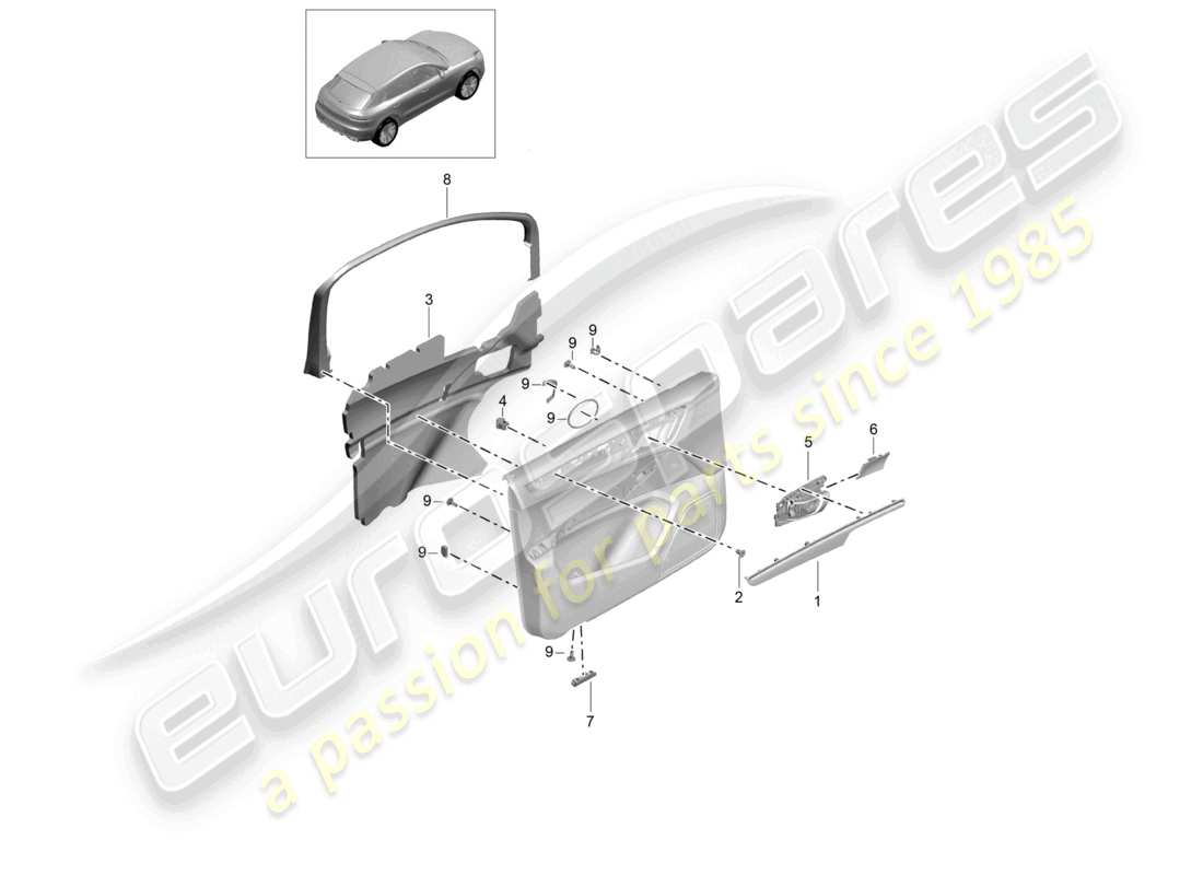 porsche 2024 (macan) accessories front doors door panel part diagram