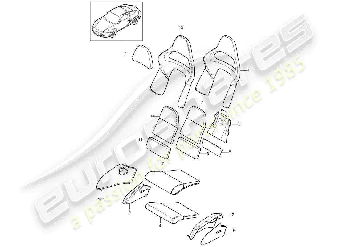 porsche 2012 (987 cayman) foam part parts diagram