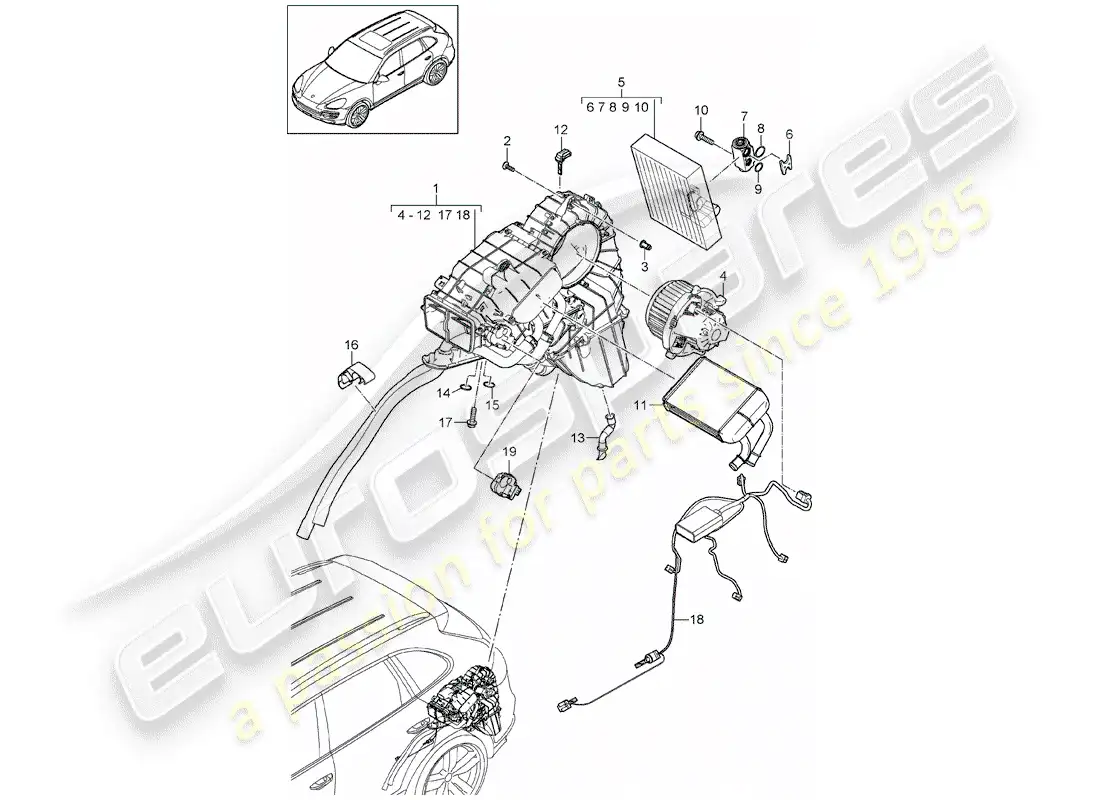 porsche 2014 (cayenne e2 92a) air conditioner part diagram