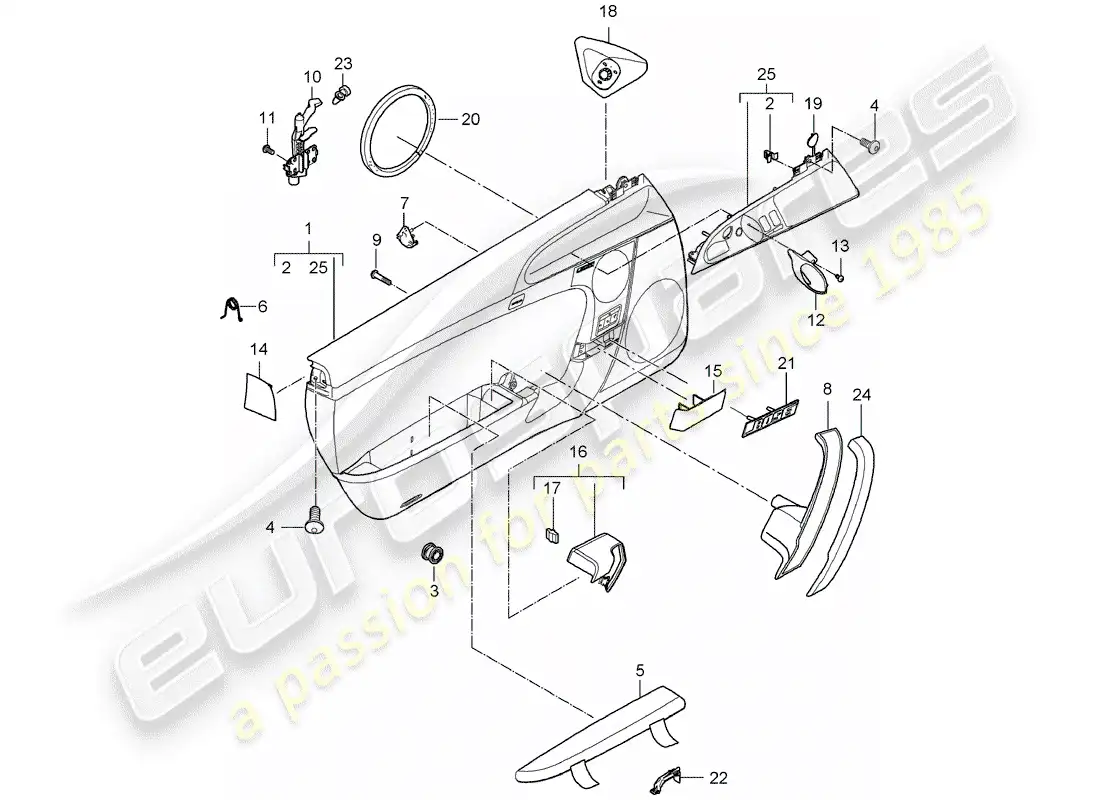 porsche 2010 (997-2) door panel parts diagram