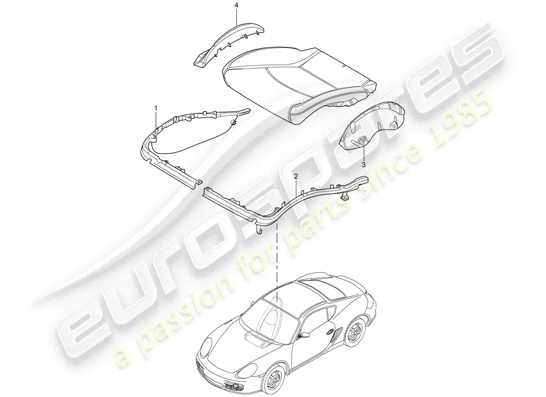 porsche 2012 (987 cayman) cushion carrier parts diagram