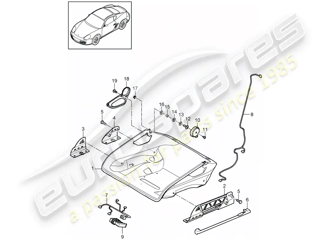porsche 2012 (987 cayman) seat parts diagram