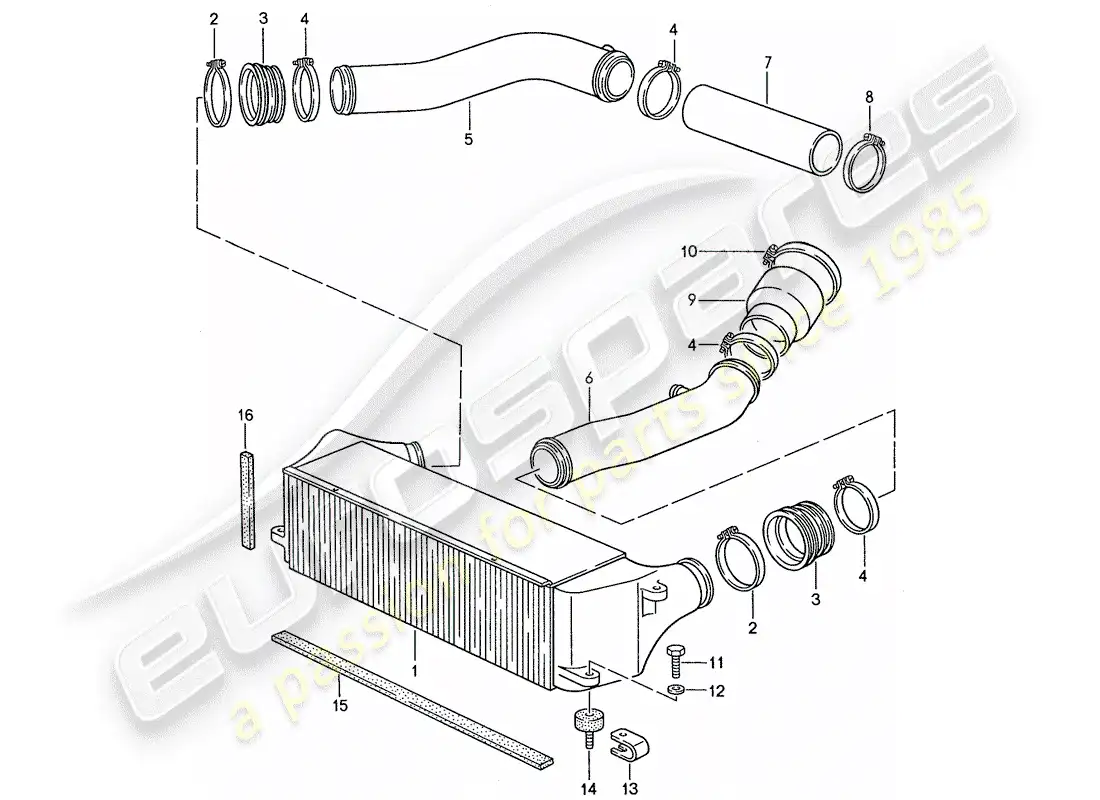 porsche 1991 (944) charge air cooler parts diagram