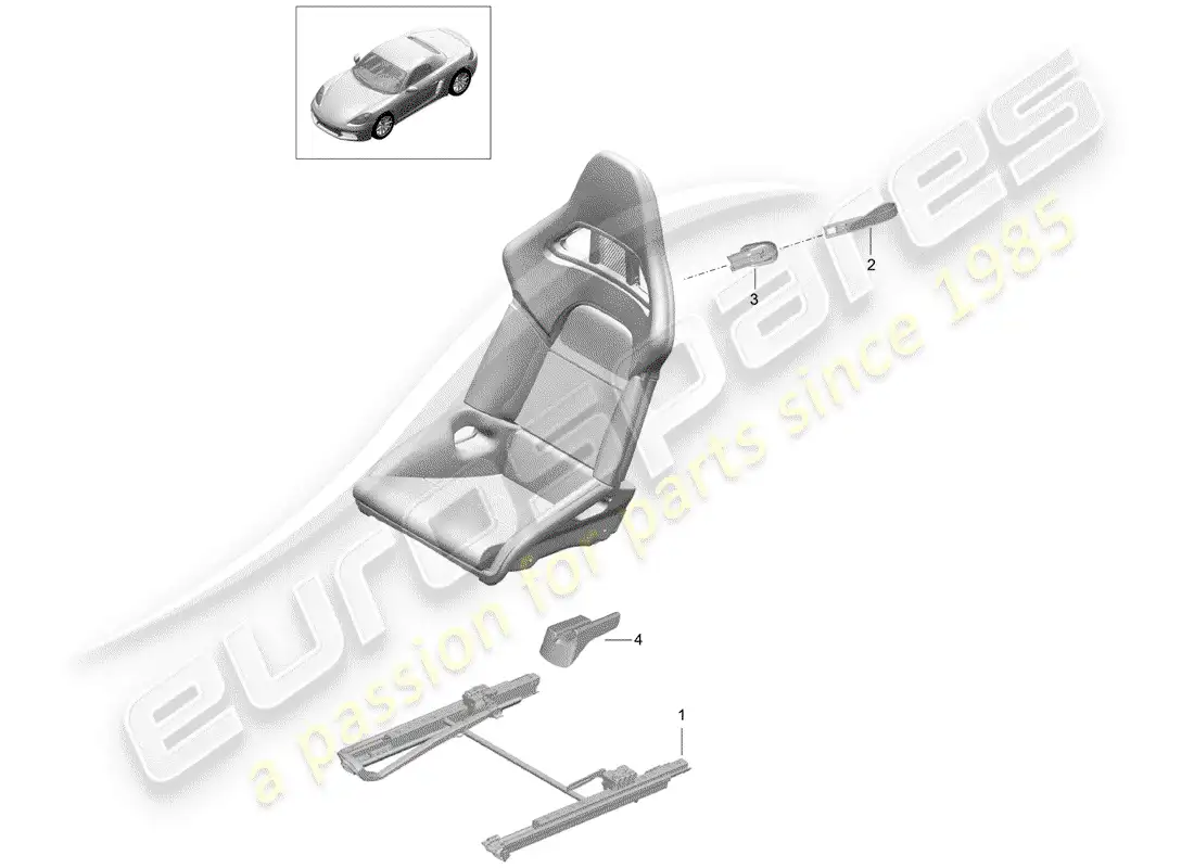 porsche 2017 (718 boxster) seat parts diagram