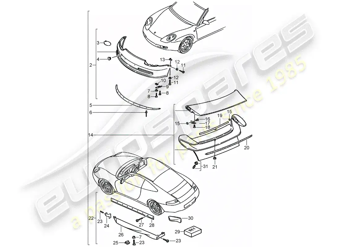 porsche 1985 (tequipment) aerokit parts diagram