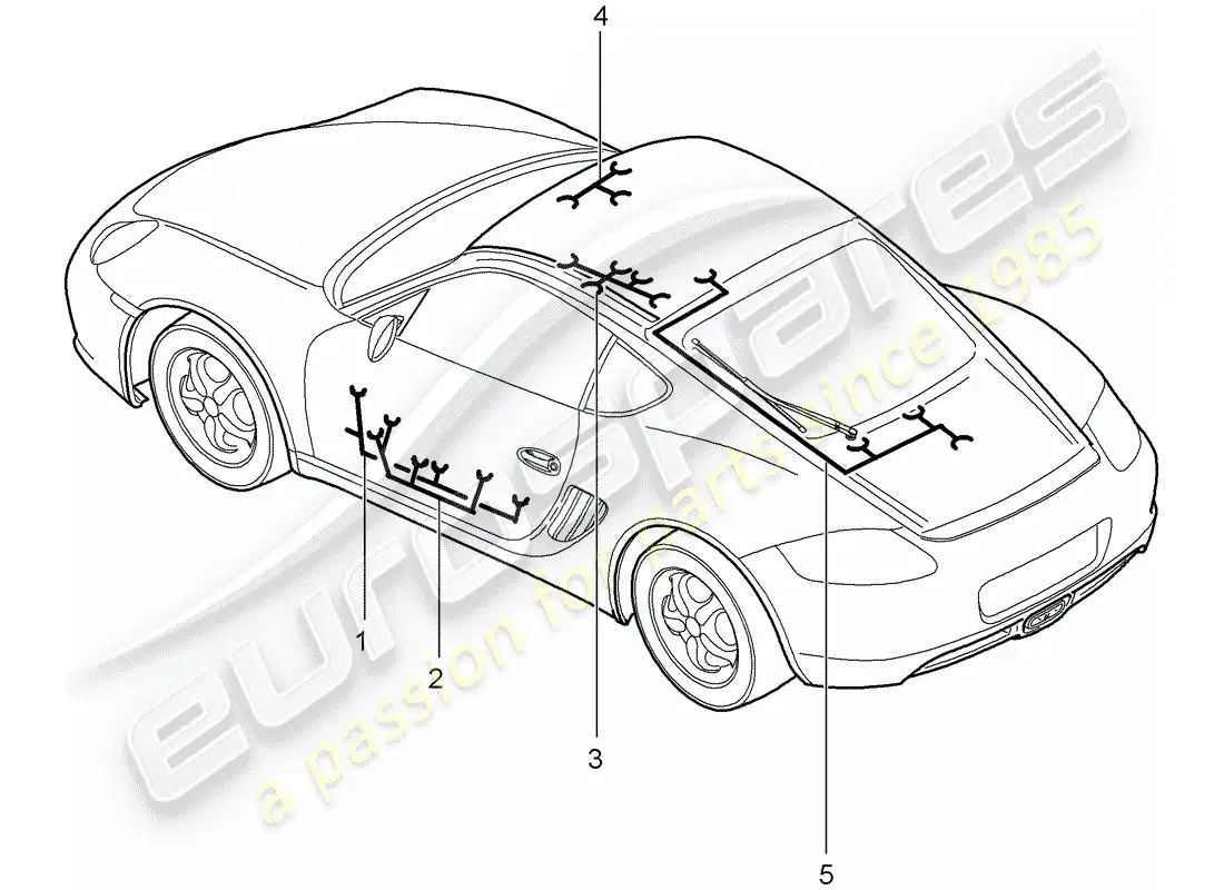 porsche 2009 (987 cayman) wiring harnesses parts diagram