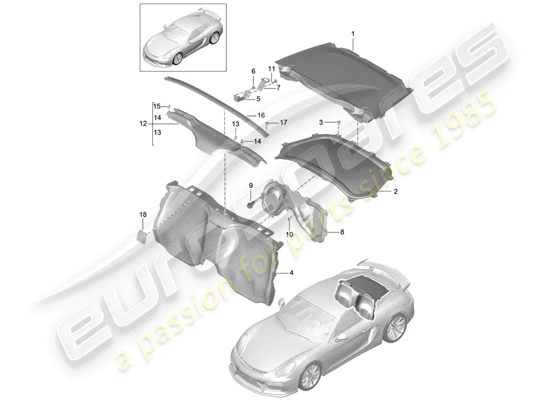 porsche 2016 (981 cayman gt4) trims part diagram