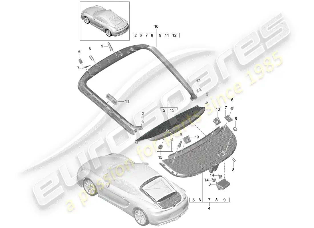 porsche 2016 (981 cayman gt4) lining part diagram
