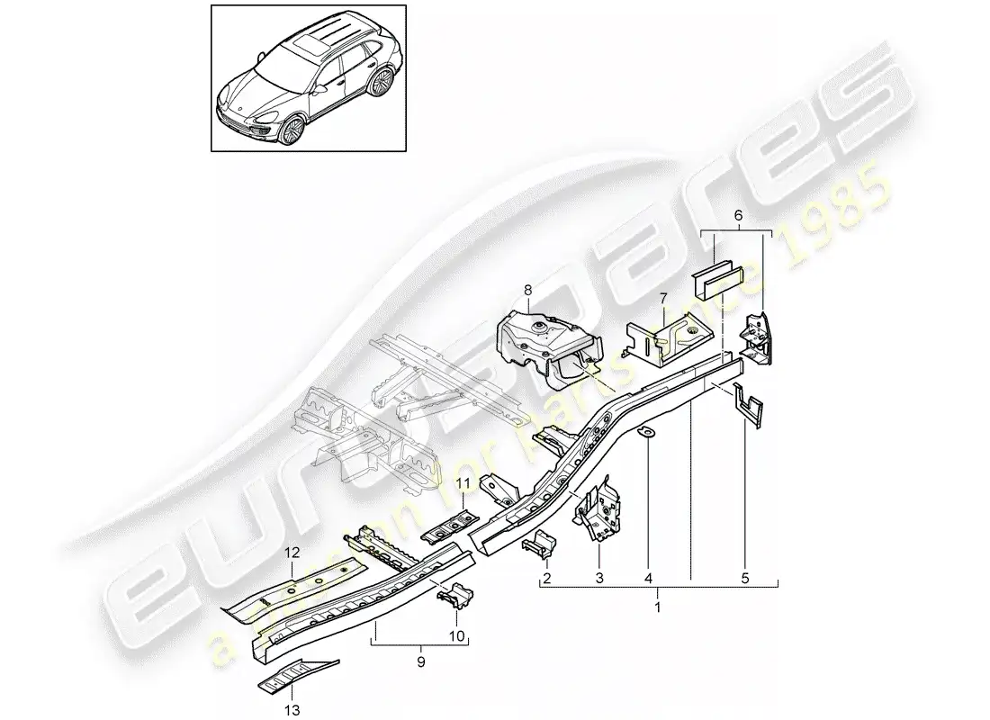 porsche 2014 (cayenne e2 92a) frame part diagram