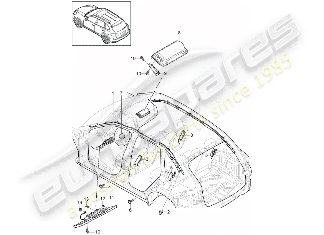 porsche 2014 (cayenne e2 92a) airbag part diagram