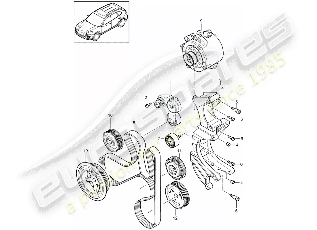 porsche 2014 (cayenne e2 92a) belt tensioner part diagram