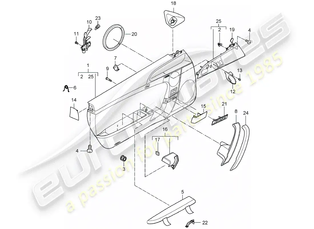 porsche 2010 (997-2) door panel parts diagram