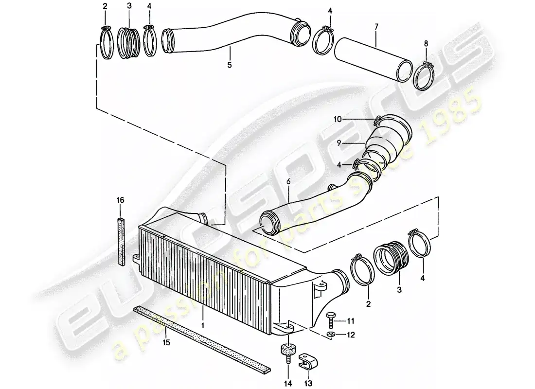 porsche 1987 (944) charge air cooler parts diagram