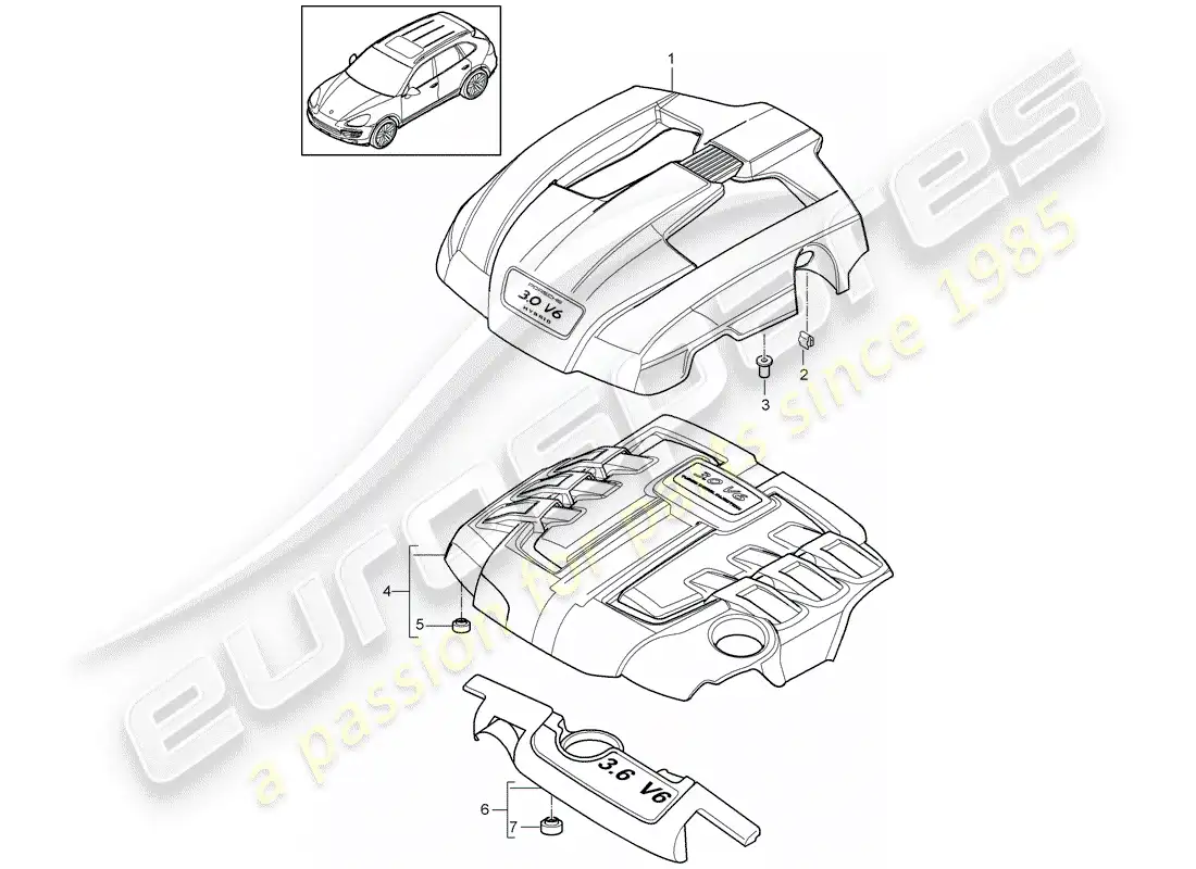 porsche 2014 (cayenne e2 92a) engine cover part diagram