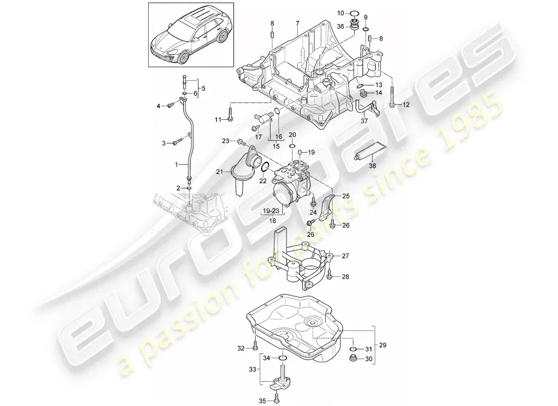porsche 2014 (cayenne e2 92a) oil-conducting housing part diagram
