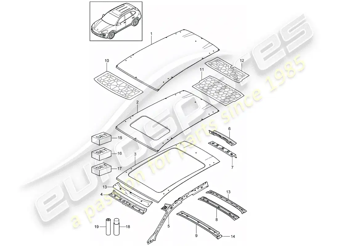 porsche 2014 (cayenne e2 92a) roof part diagram