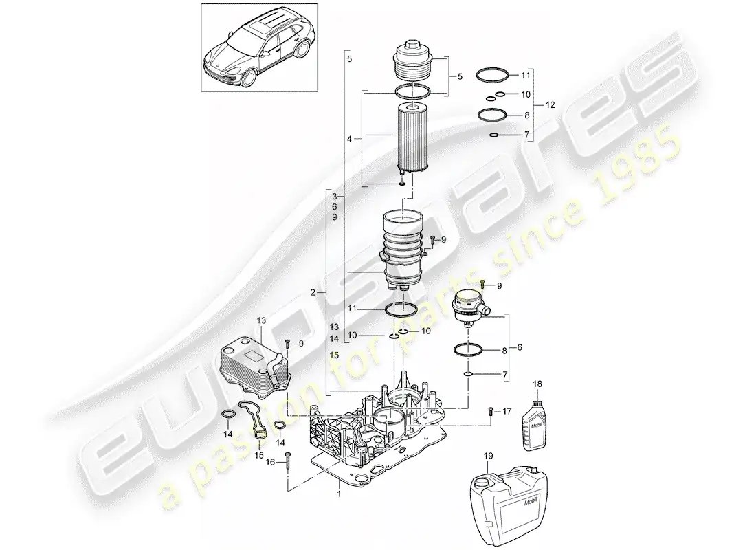 porsche 2014 (cayenne e2 92a) oil filter part diagram