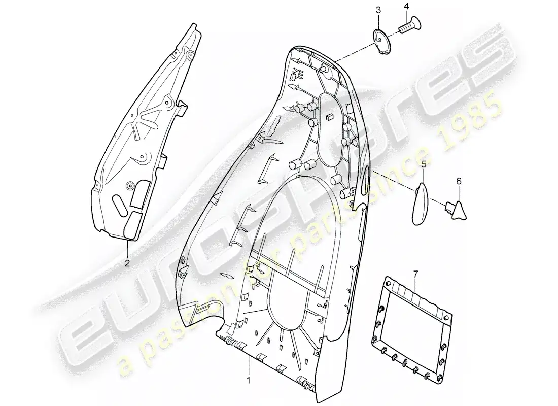porsche 2007 (987 boxster) backrest shell part diagram