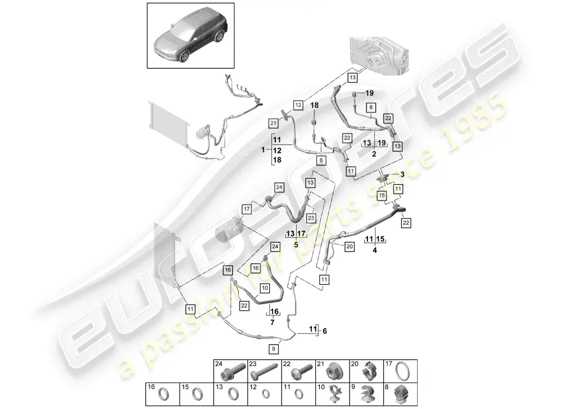 porsche 2018 (cayenne e3 9ya/9yb) air conditioner parts diagram
